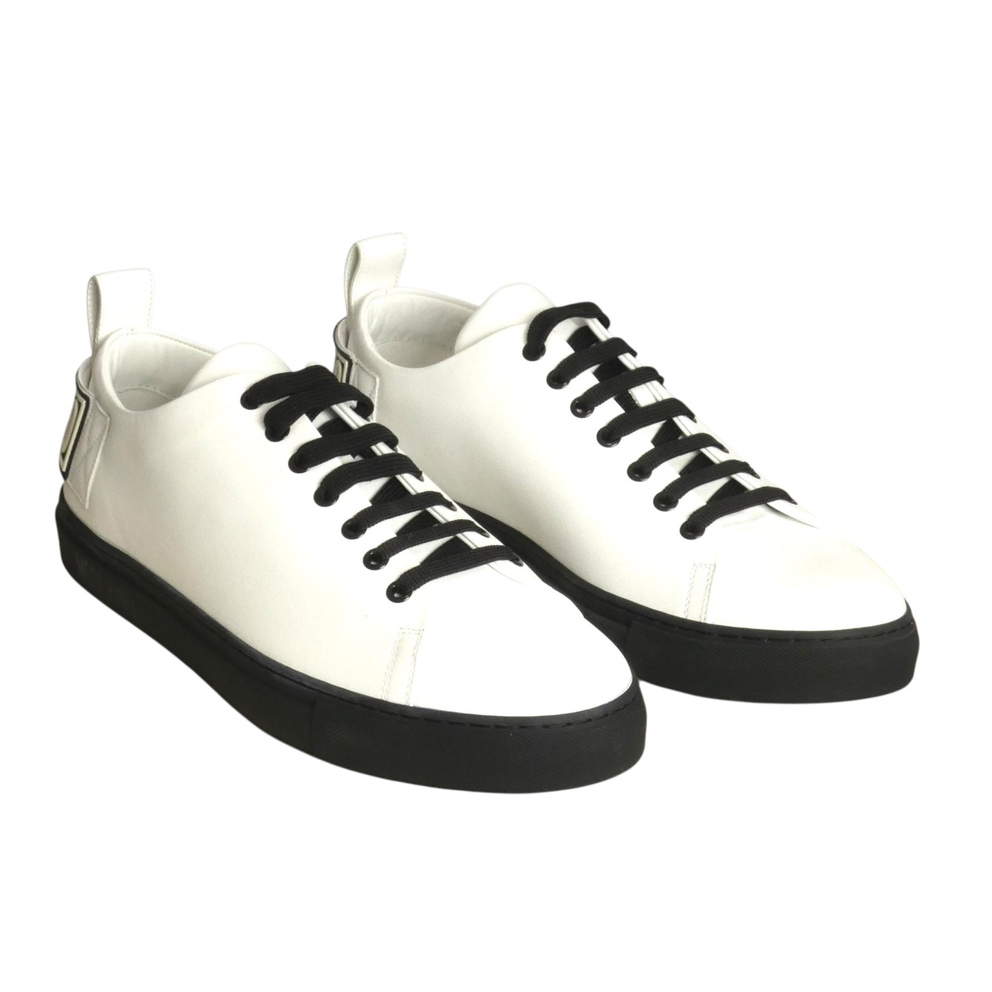 MOSCHINO- White Leather  Low Top Sneakers, Size 45