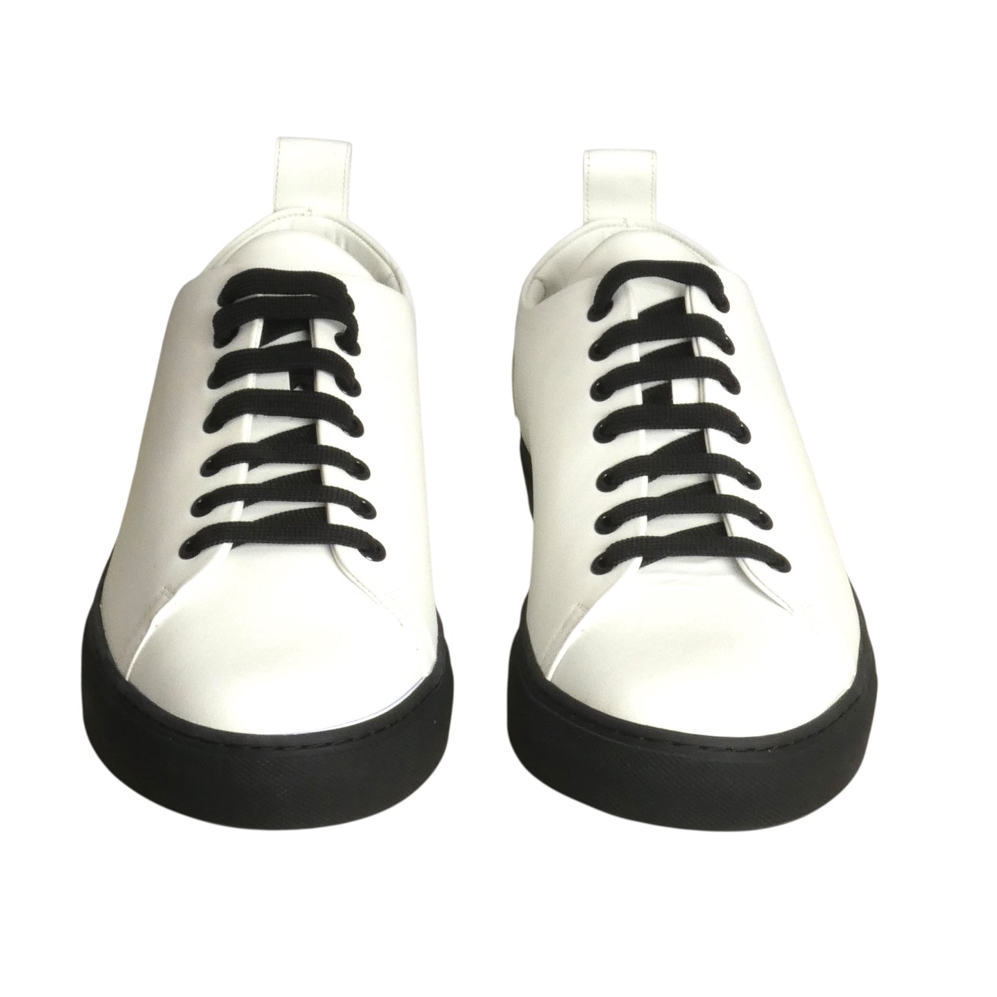 MOSCHINO- White Leather  Low Top Sneakers, Size 45