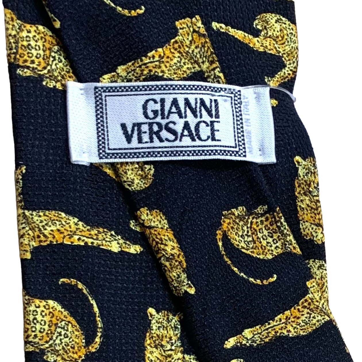 GIANNI VERSACE- 1990s Leopard Print Silk Tie