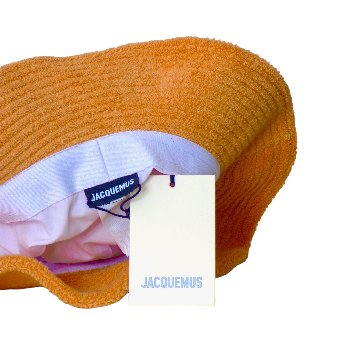 JACQUEMUS- Orange Terry Cloth Bucket Hat, Size 58