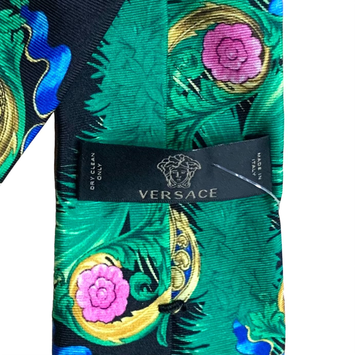 VERSACE- Silk Floral Print Skinny Tie