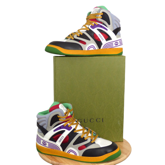 GUCCI- 2021 NIB Color Block Demetra High Top Sneakers, Size US 15 1/2