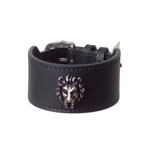 GUCCI- Black Lions Head Leather Cuff