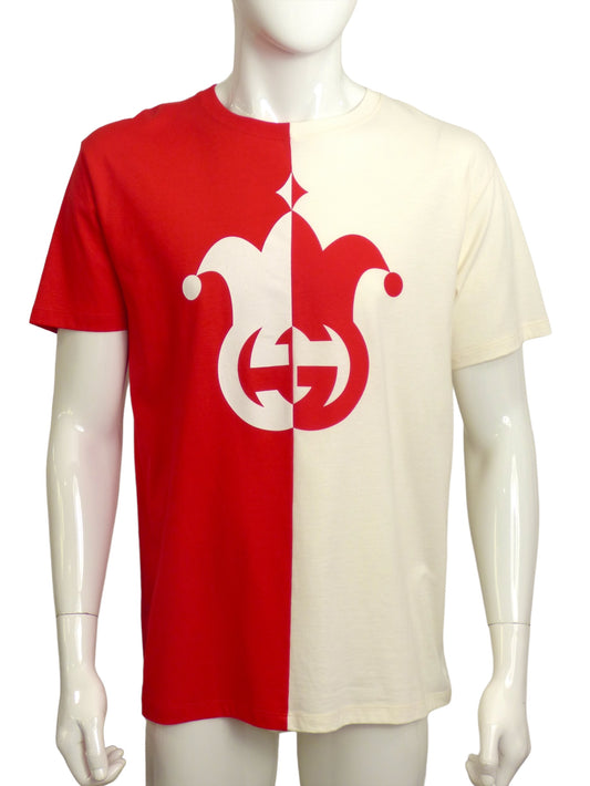 GUCCI- NWT 2023  Red & White Jester T-Shirt, Size Small