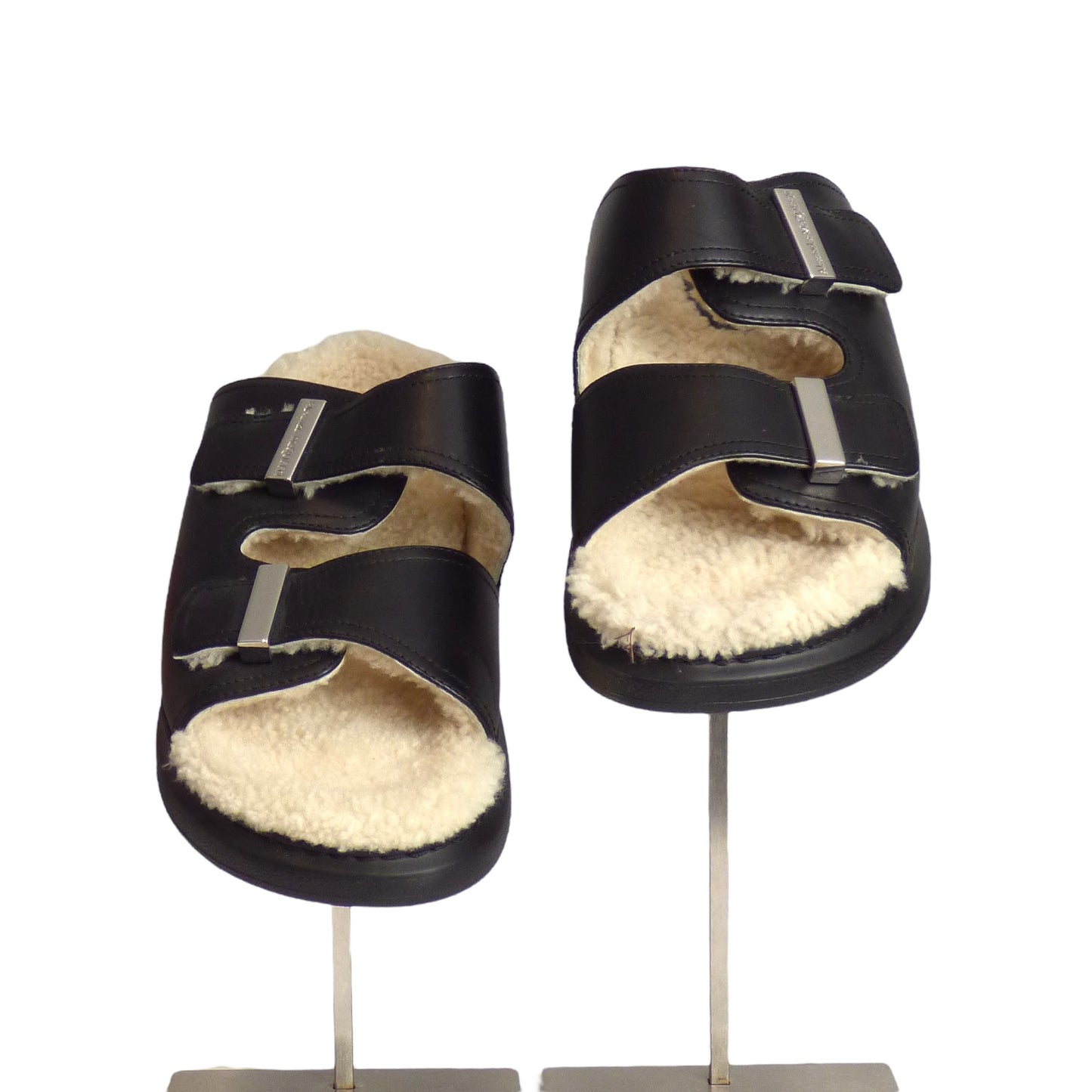 ALEXANDER MCQUEEN-NWT Shearling & Leather Sandals, Size 42