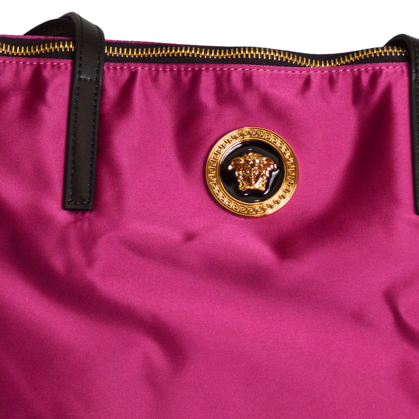 VERSACE- Burgundy Nylon & Leather Tote