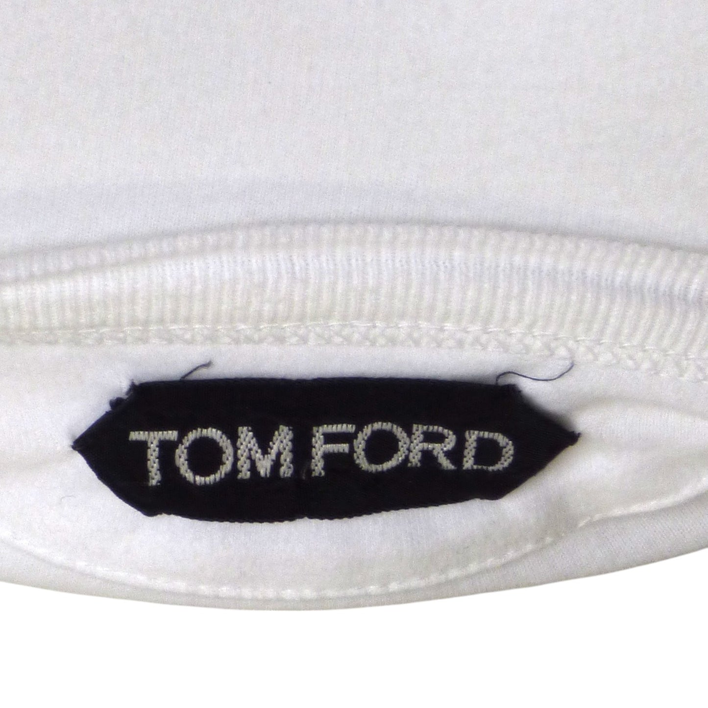 TOM FORD- White Cotton L/S Henley, Size Medium