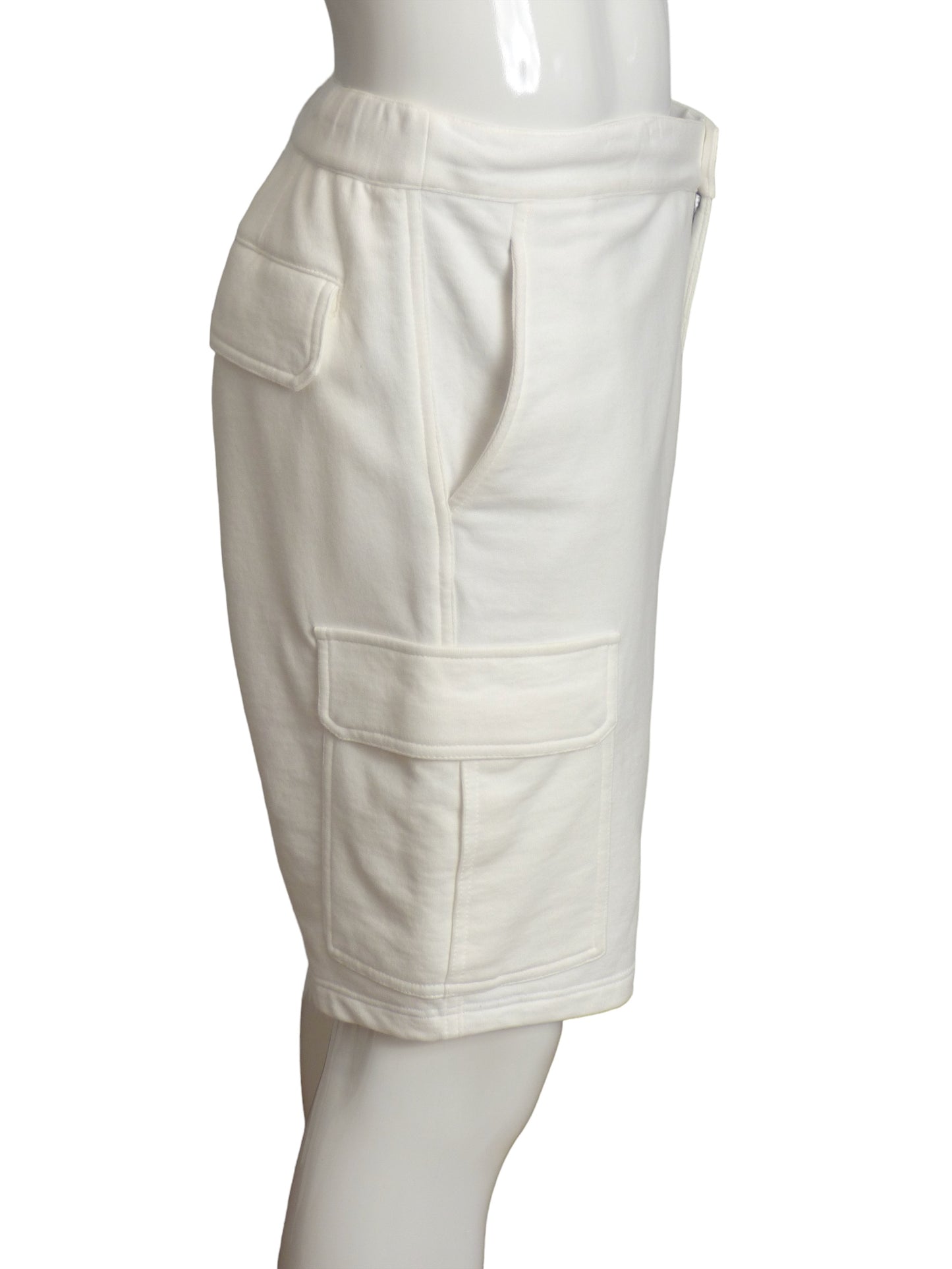 BRUNELLO CUCINELLI- Ivory Cotton Jersey Shorts, Size Large