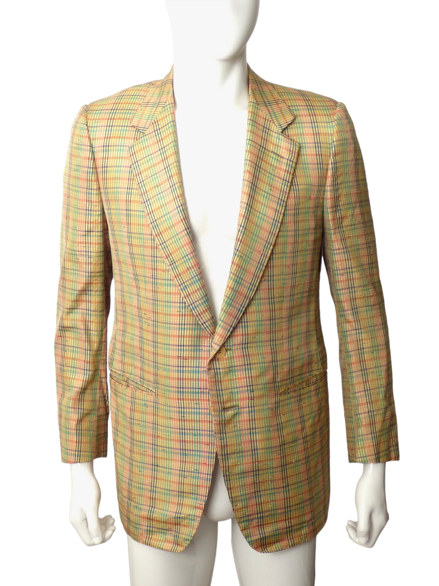 GIVENCHY- 1980s Silk Windowpane Blazer, Size Large