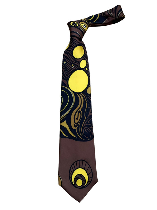 VERSACE- Brown Silk Twill Print Tie