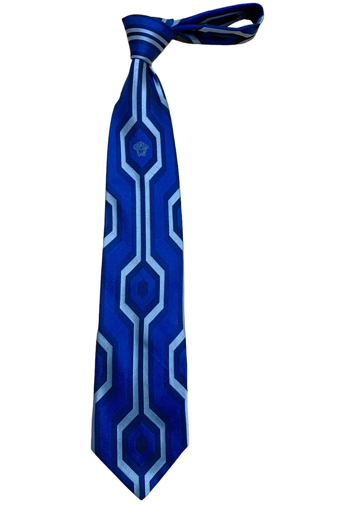 GIANNI VERSACE- Blue Silk Patterned Tie