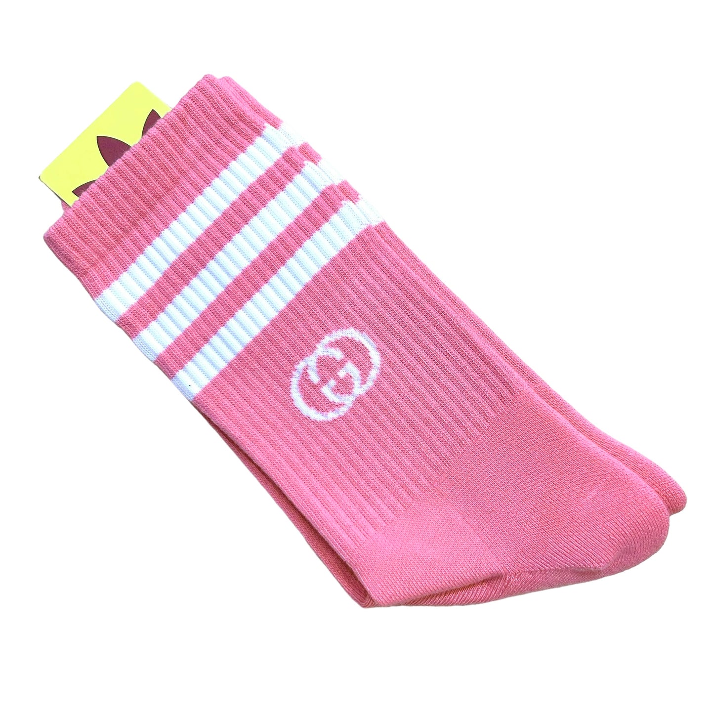 GUCCI x ADIDAS- NWT 2022 Pink Knit Logo Socks, Size Large