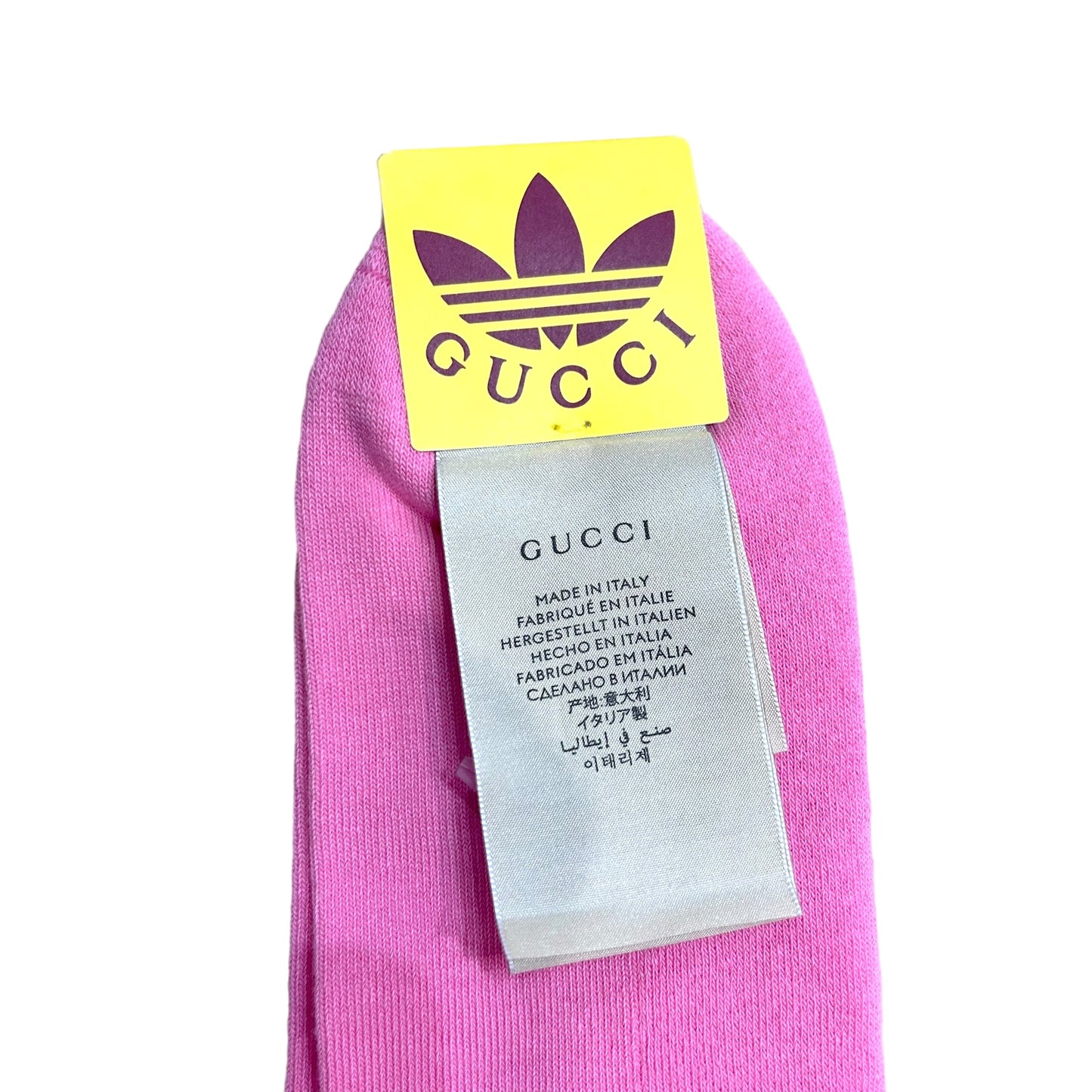 GUCCI x ADIDAS- NWT 2022 Pink Knit Logo Socks, Size Large