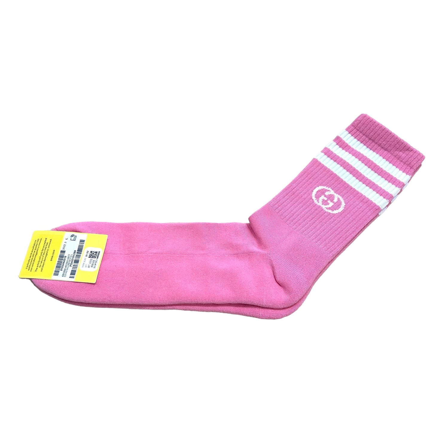 GUCCI x ADIDAS- NWT 2022 Pink Knit Logo Socks, Size Large