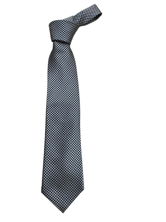 TOM FORD- Black & White Herringbone Silk Tie