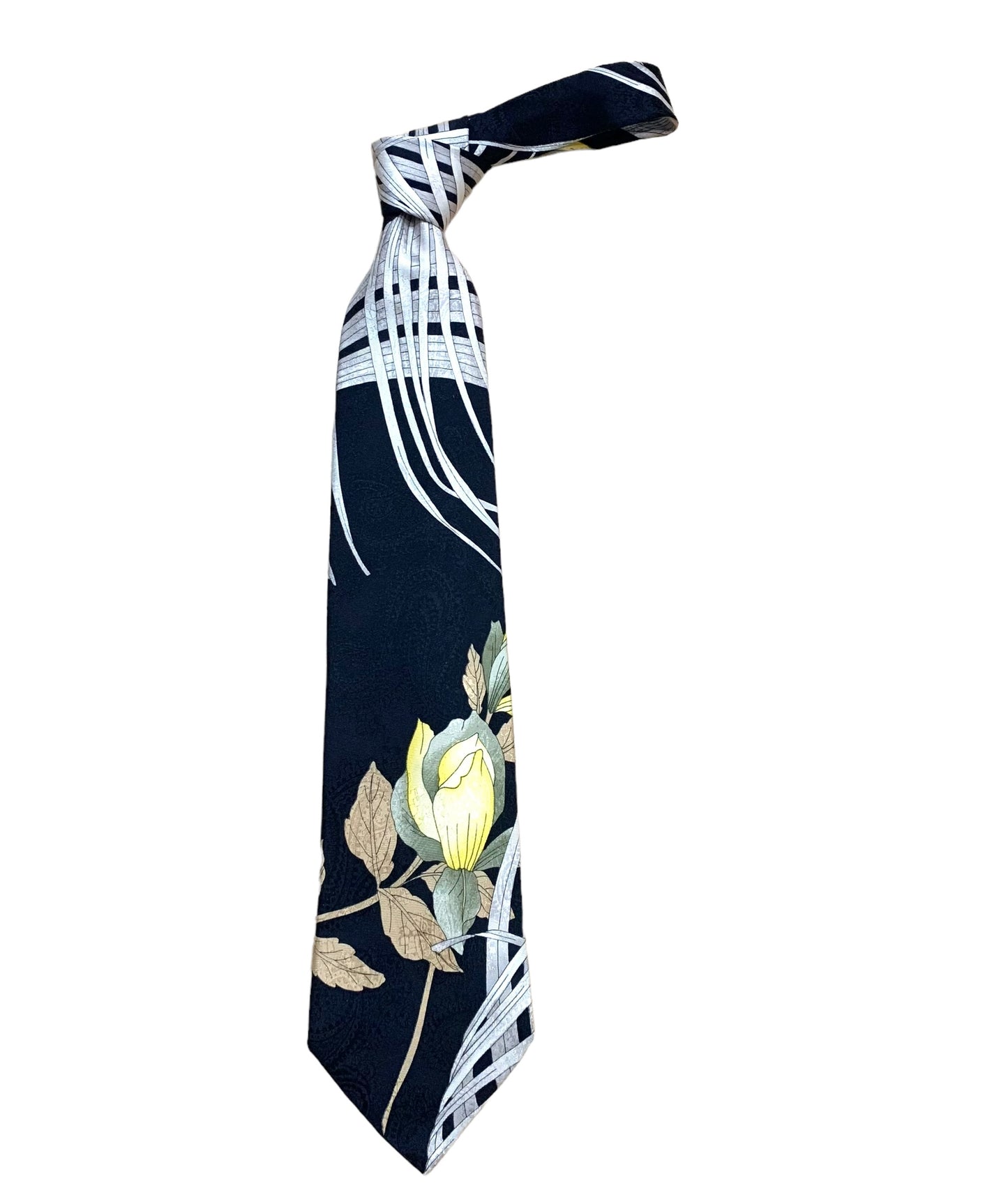 LEONARD- 1990's Floral Silk Print Tie