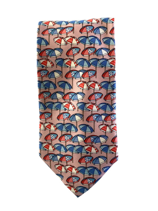 Umbrella Print Silk Tie