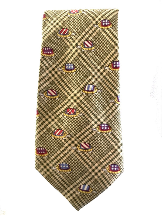 Turtle Print Silk Tie
