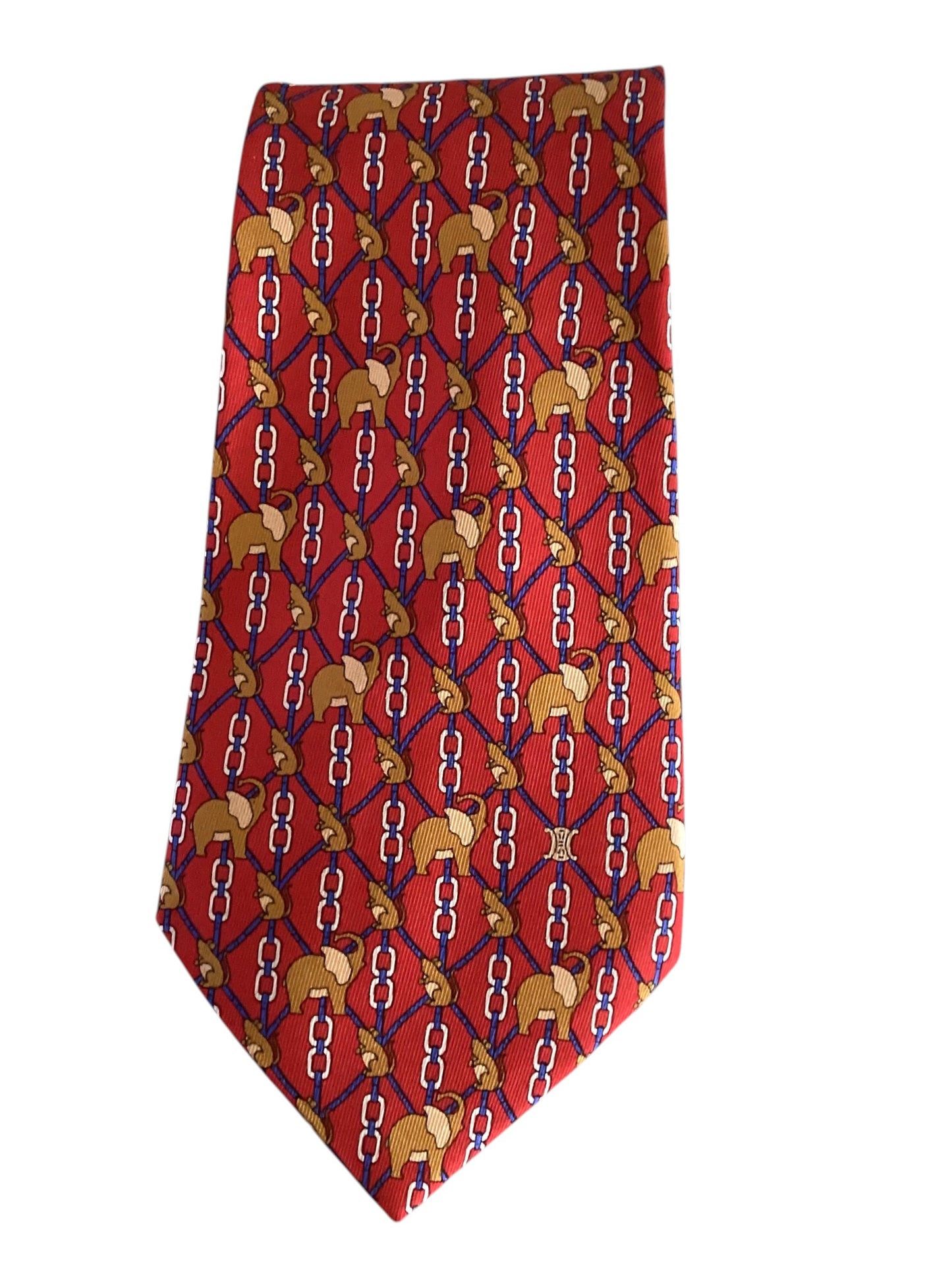 Elephant Print Silk Tie