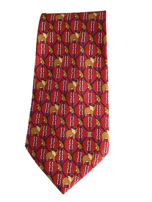 Elephant Print Silk Tie