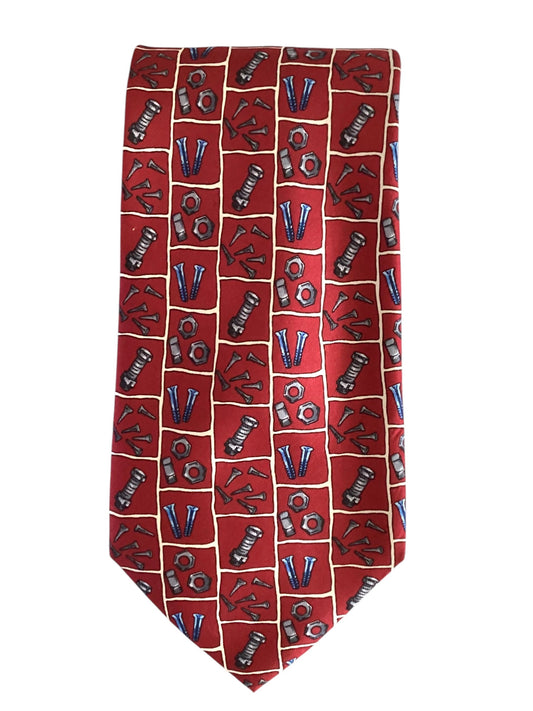 Nuts & Bolts Printed Silk Tie