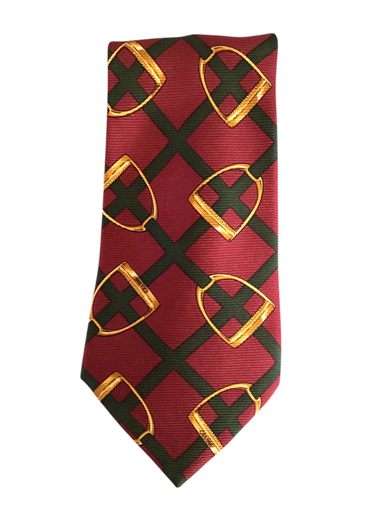 Equestrian Print Silk Tie