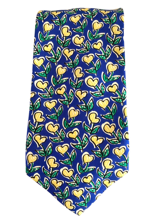 Floral Hearts Print Tie