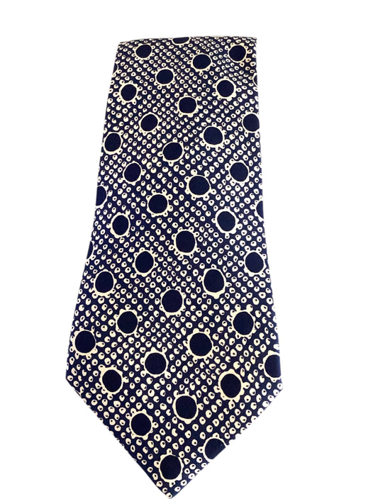 Navy Silk Print Tie