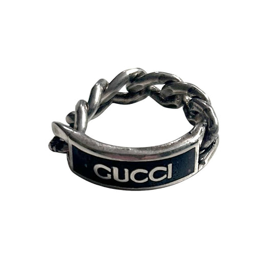 GUCCI- Tag Enamel Chain Ring, Gucci Size 20