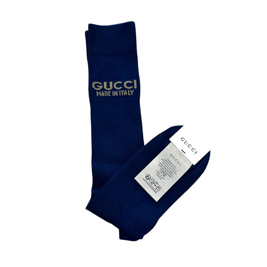 GUCCI - NWT Navy Cotton Socks, Size-Medium