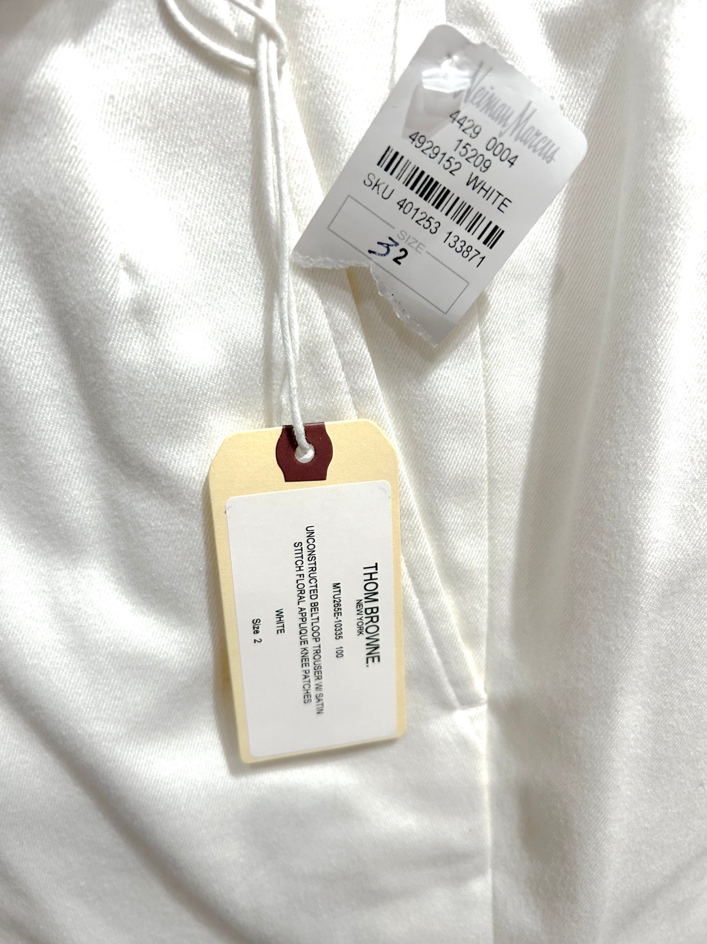 THOM BROWNE- NWT 2022  Ivory Cotton Floral Trousers, W-32