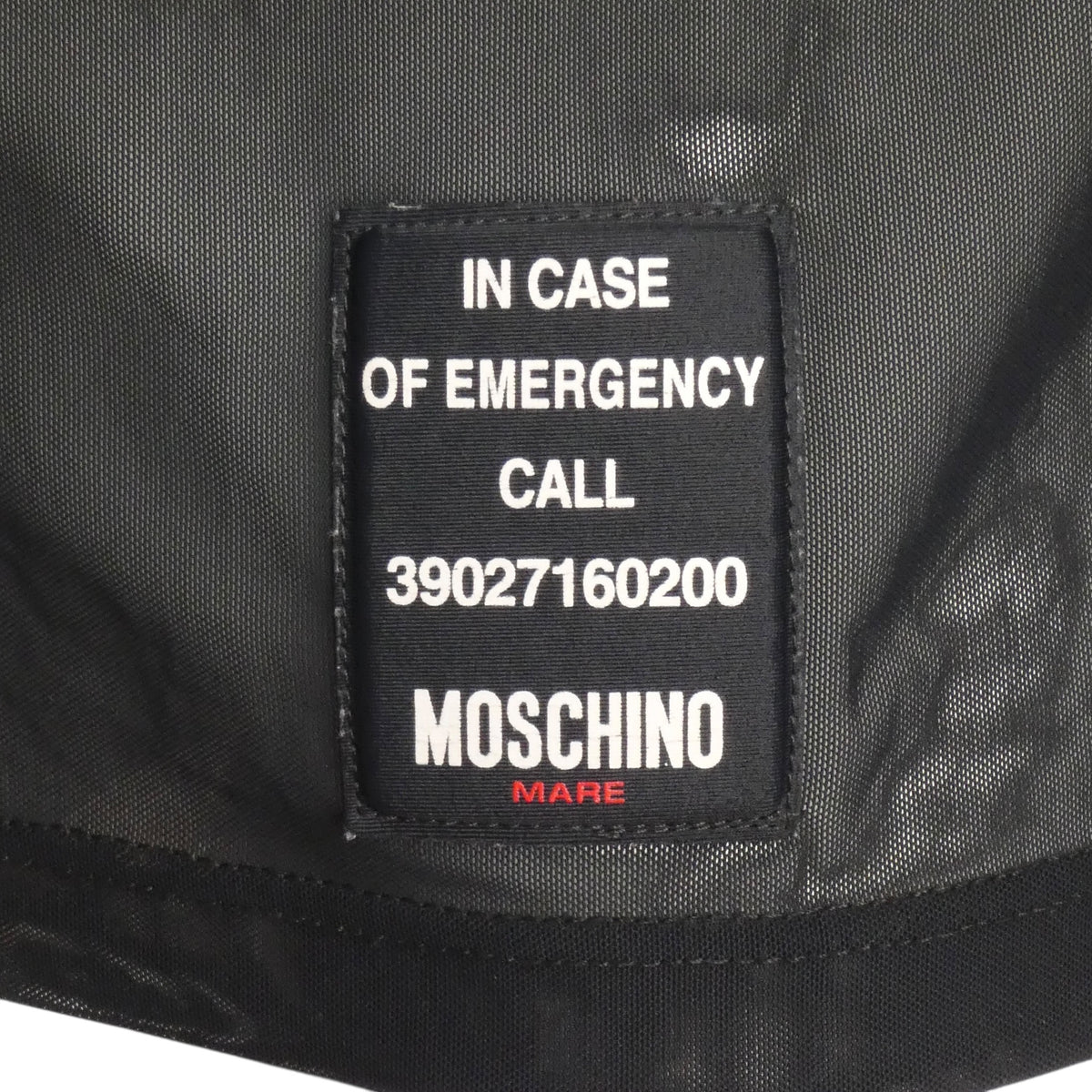 MOSCHINO MARE - 1990s Black Mesh "In Case Of Emergency" T-shirt, Size-Large