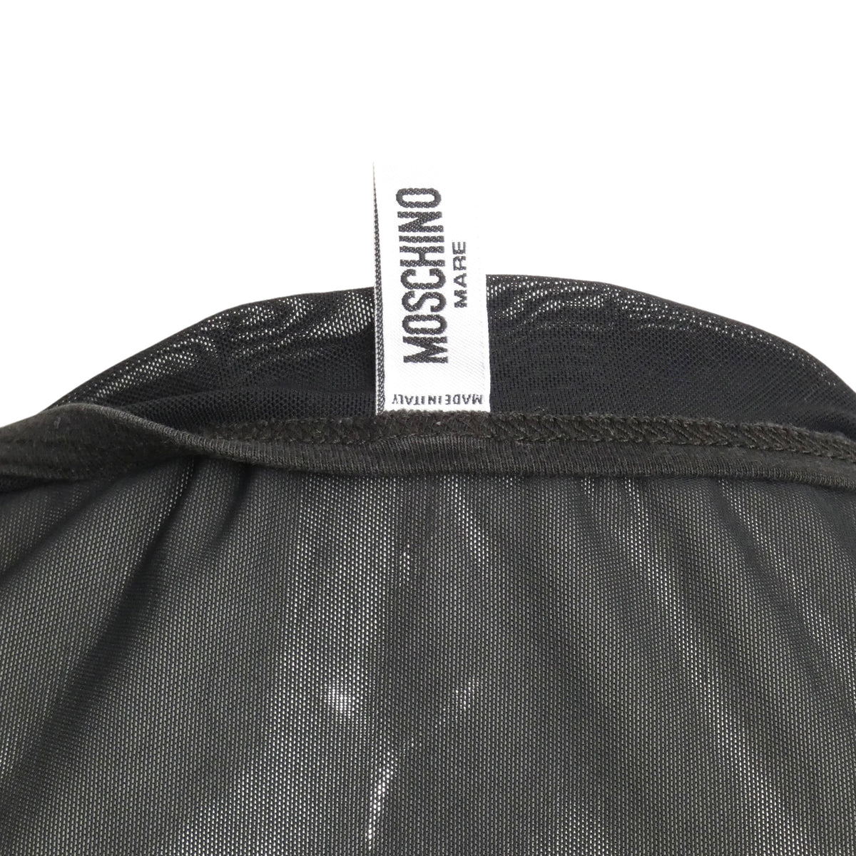 MOSCHINO MARE - 1990s Black Mesh "In Case Of Emergency" T-shirt, Size-Large