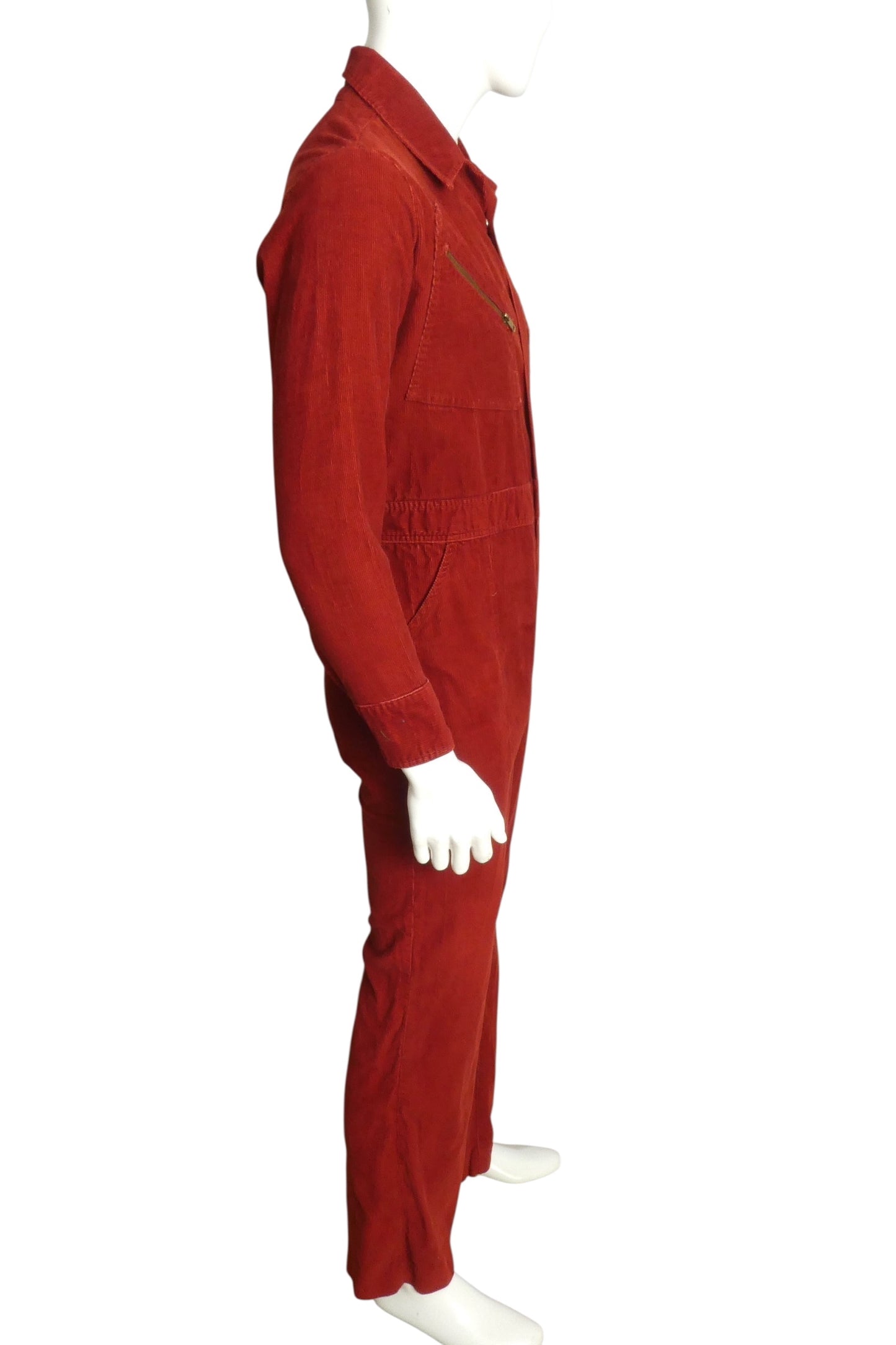 1970s Rust Corduroy Jumpsuit, Size Medium