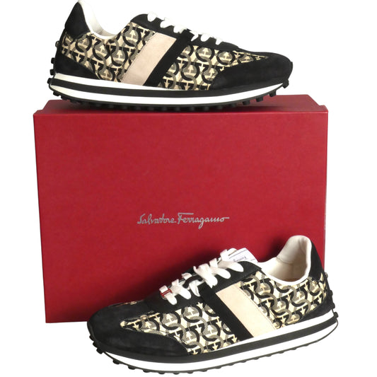 FERRAGAMO- NIB Gancini Nylon & Suede Logo Sneakers, Size 11.5