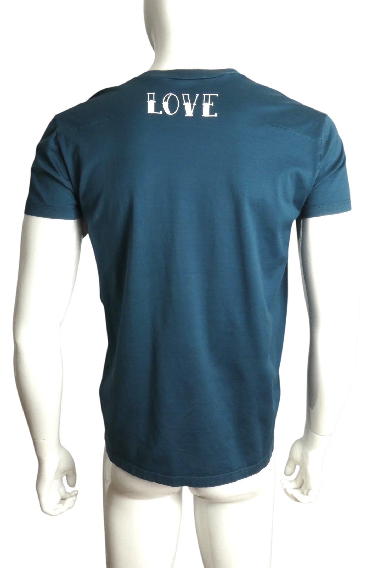 DIOR- Teal Cotton "Love" T-Shirt, Size Small
