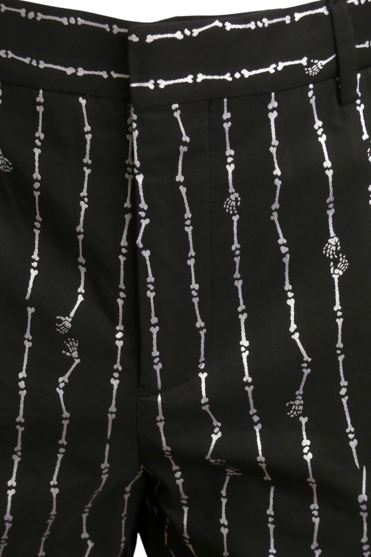 MOSCHINO COUTURE! - 2020 Black Cotton Skeleton. Stripe Cropped Pants, Wait 34"
