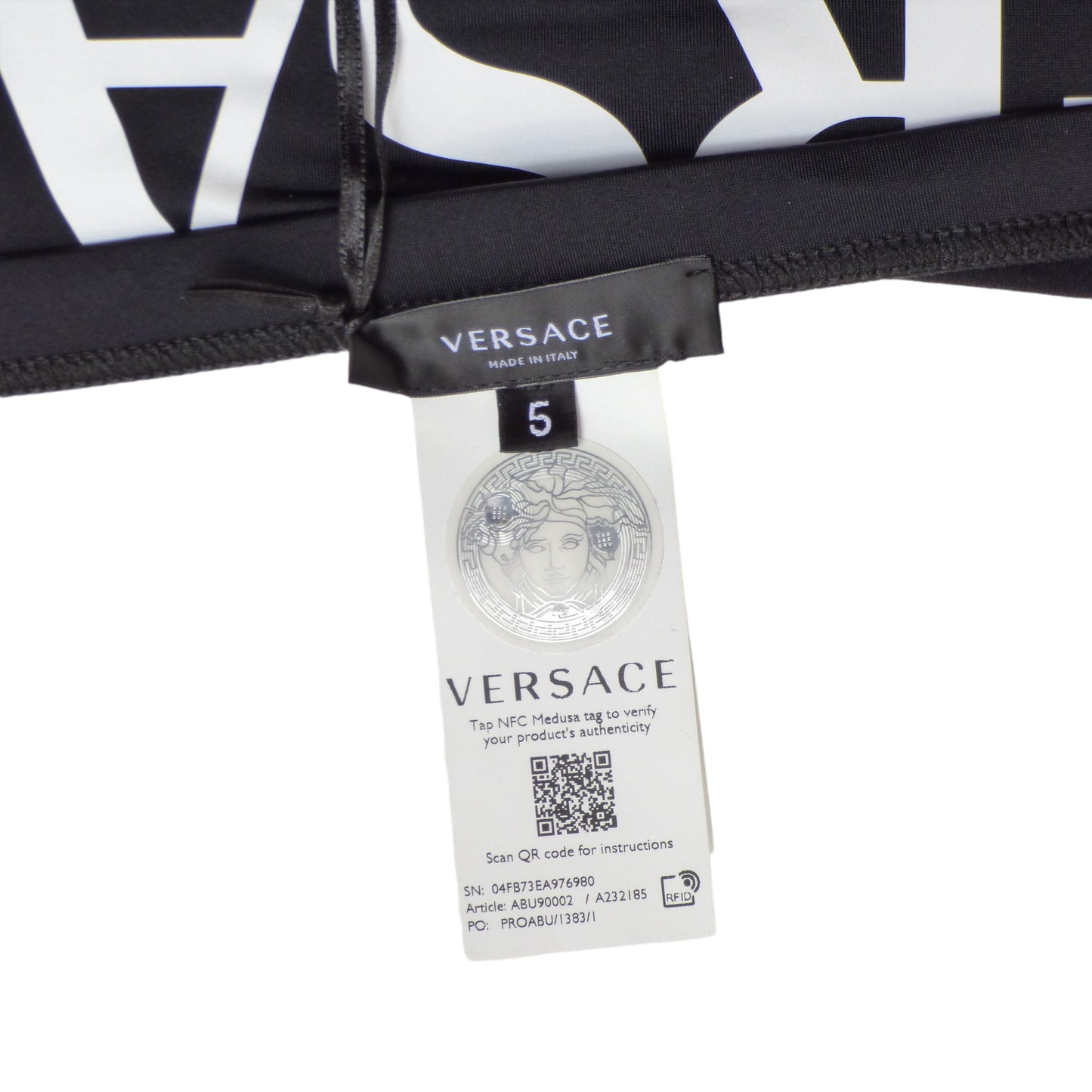 VERSACE-NWT Black Knit Logo Bikini Swimsuit, Size 2XL