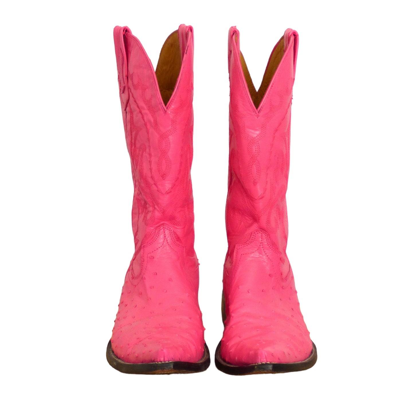 EL PUTRANCO- Pink Ostrich & Leather Cowboy Boots, Size 9 1/2