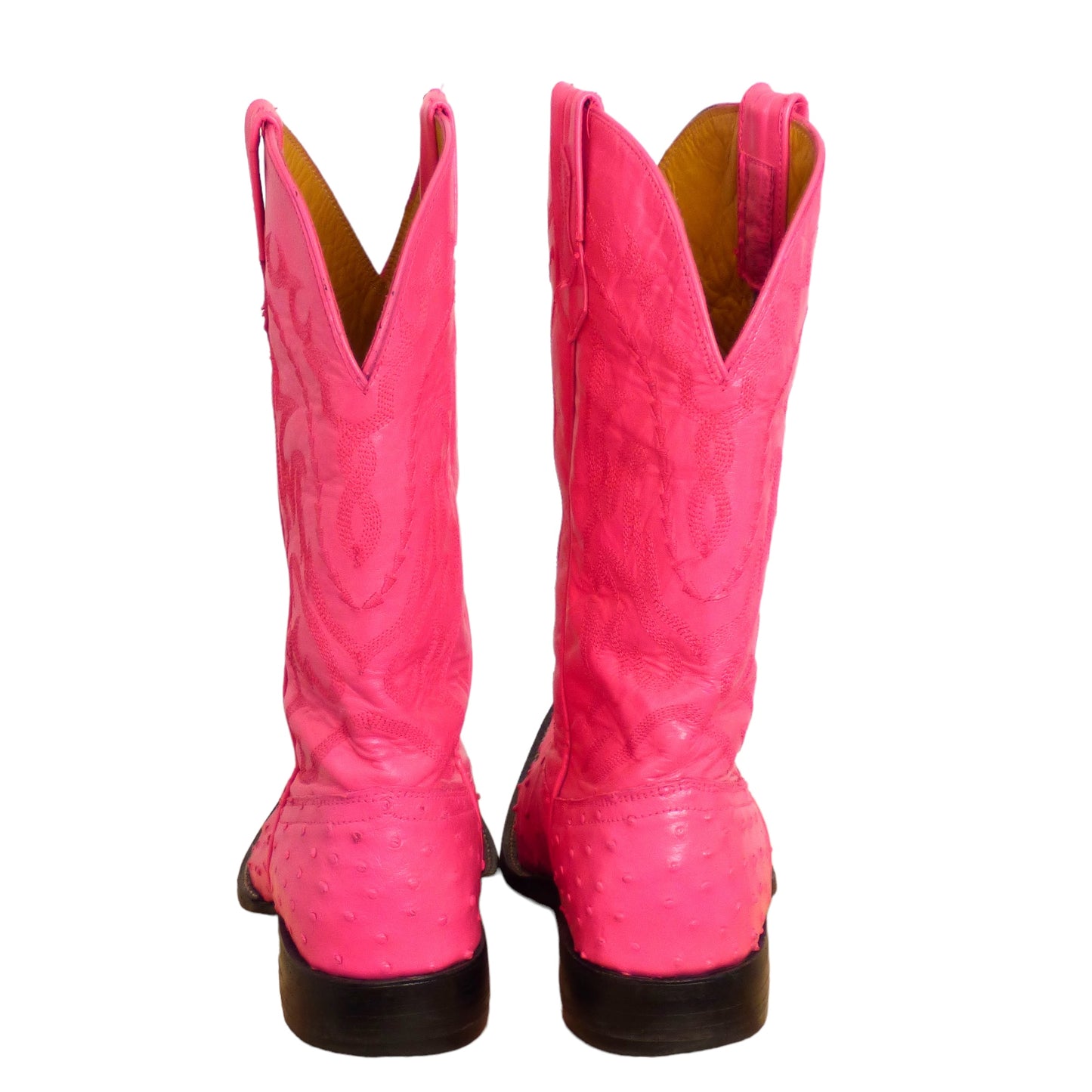 EL PUTRANCO- Pink Ostrich & Leather Cowboy Boots, Size 9 1/2