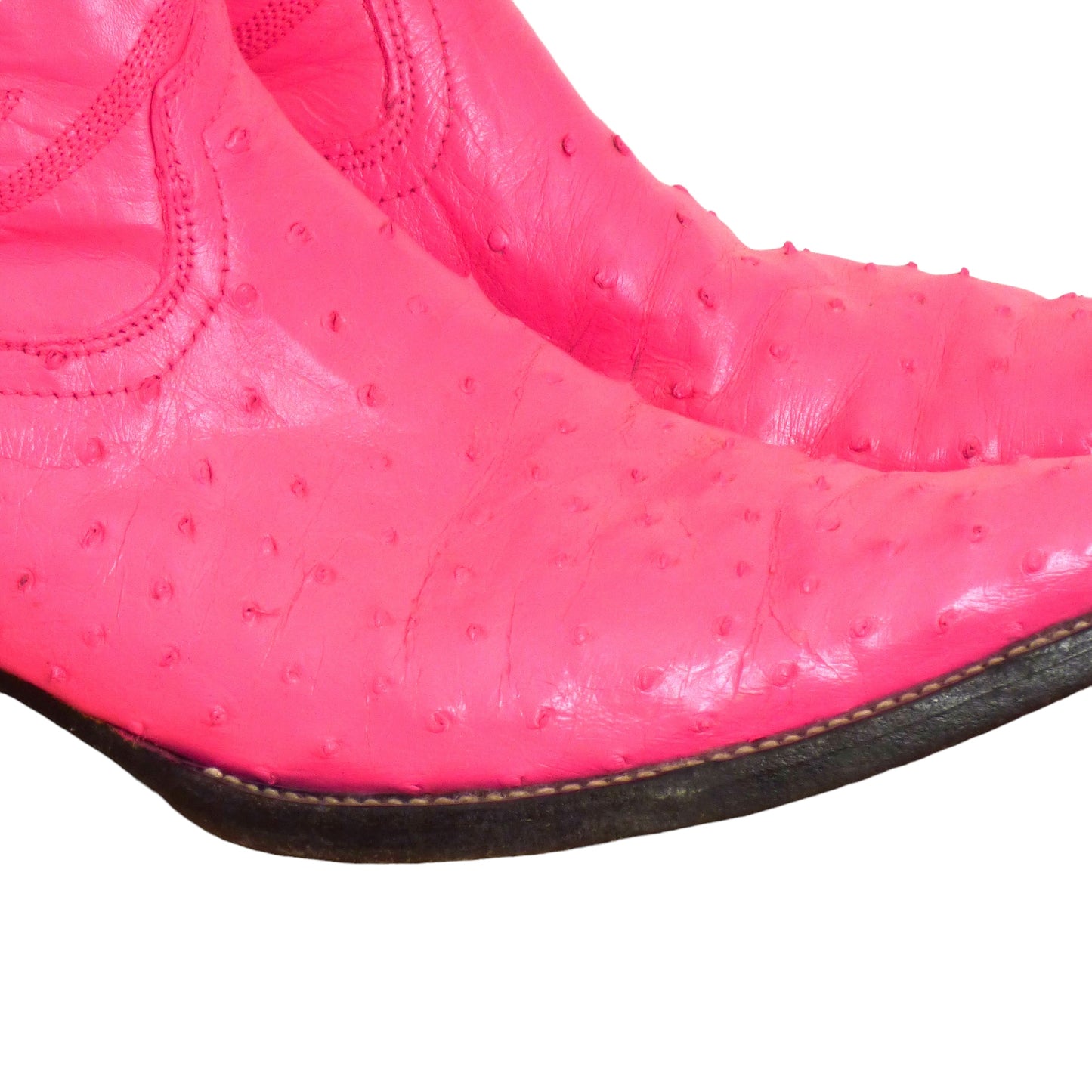 EL PUTRANCO- Pink Ostrich & Leather Cowboy Boots, Size 9 1/2