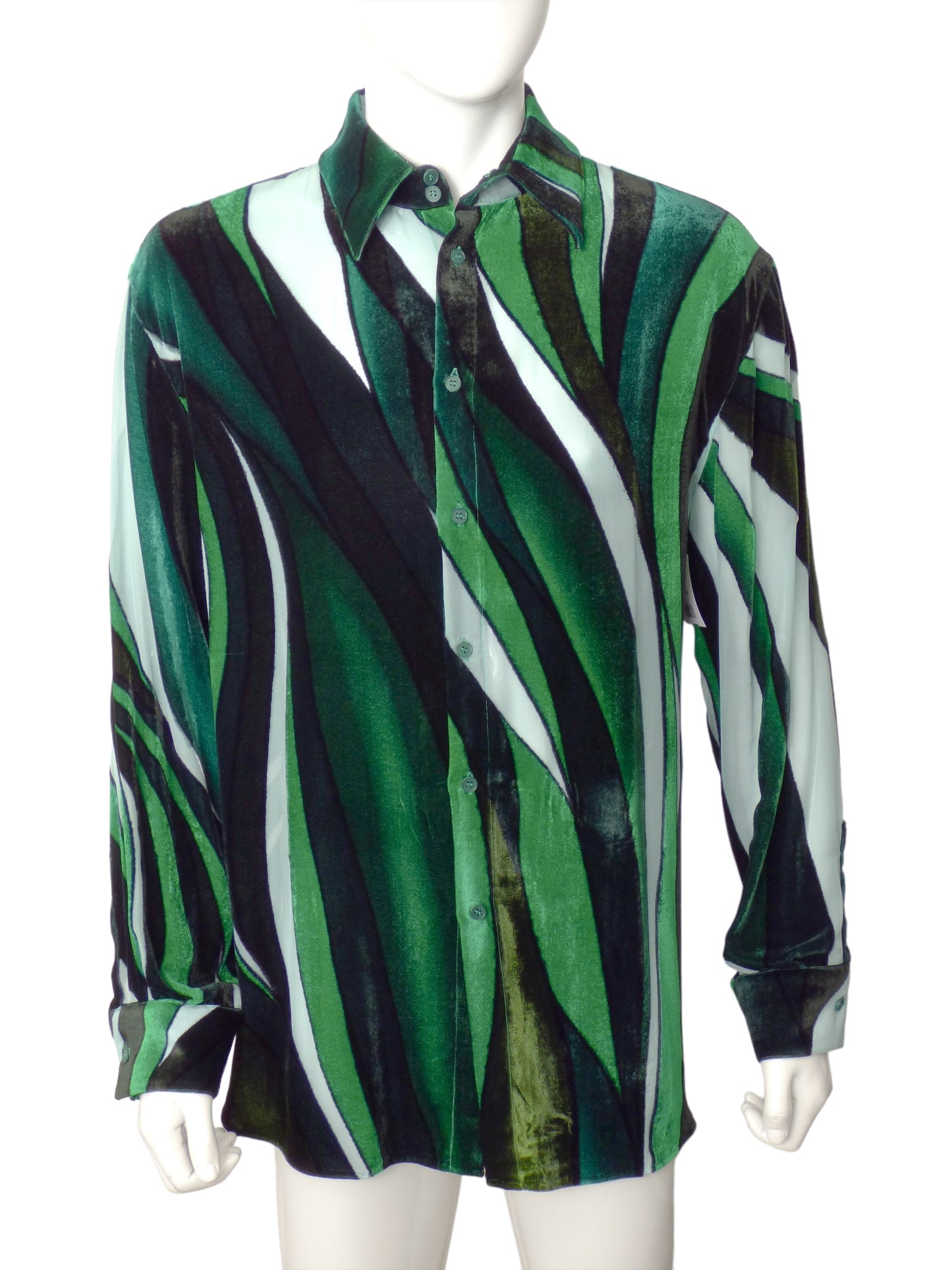 GIANNI VERSACE- 1990s Multi Color Velvet/Chiffon Shirt, Size XL