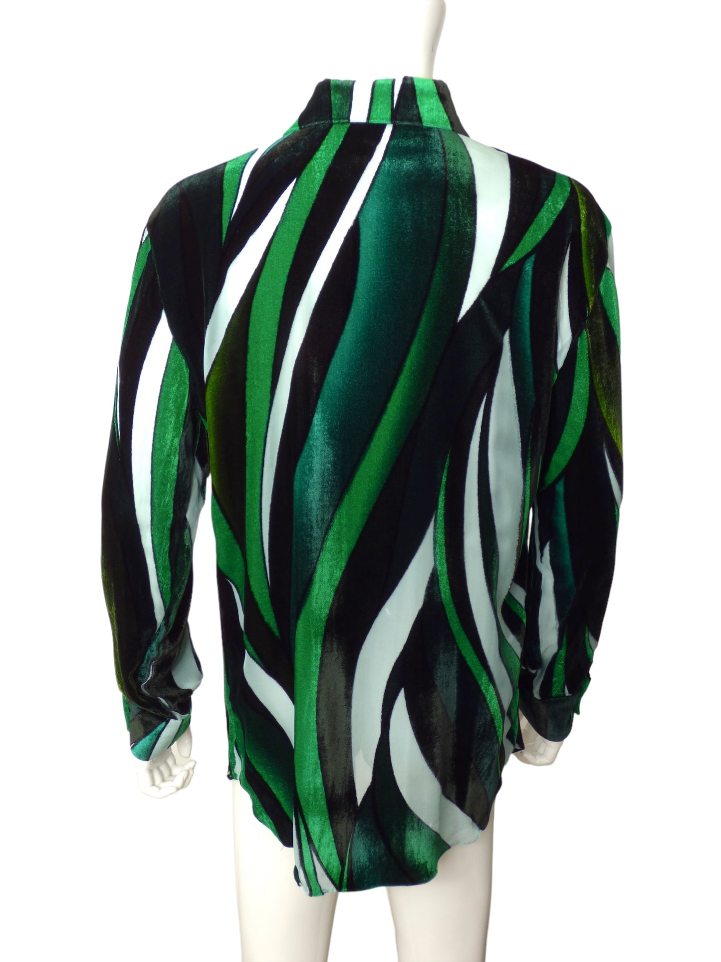 GIANNI VERSACE- 1990s Multi Color Velvet/Chiffon Shirt, Size XL