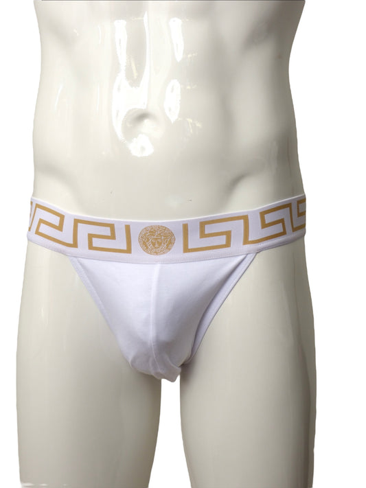 VERSACE- NIB White Greca Border Jock Strap, Multi Sizes Available