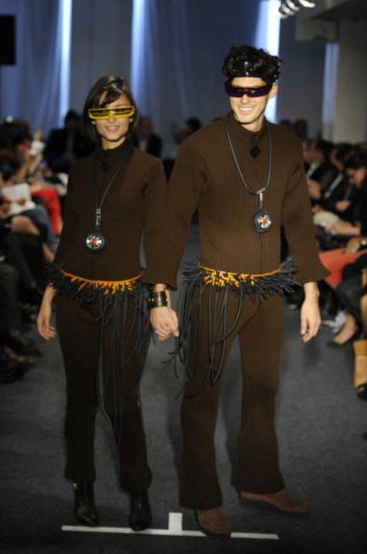 PIERRE CARDIN- 2011 Brown Leather Belt with Rubber Tubing, W-34" to 42"