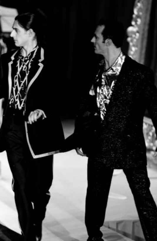 MOSCHINO- 1996 Scissor Print Cotton L/S Shirt, Size Large