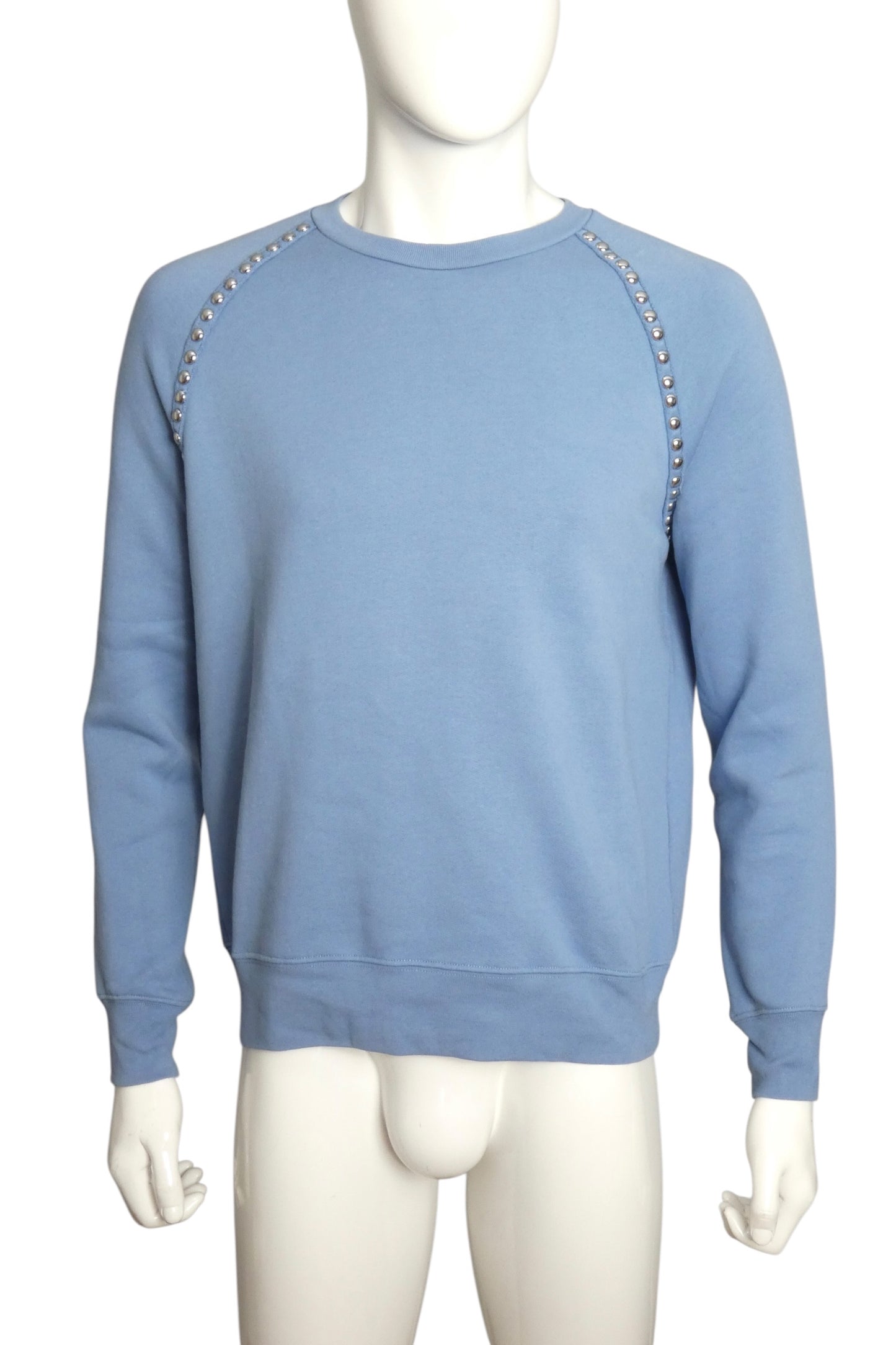 BURBERRY PRORSUM - Blue Cotton Studded Sweatshirt, Size-Large