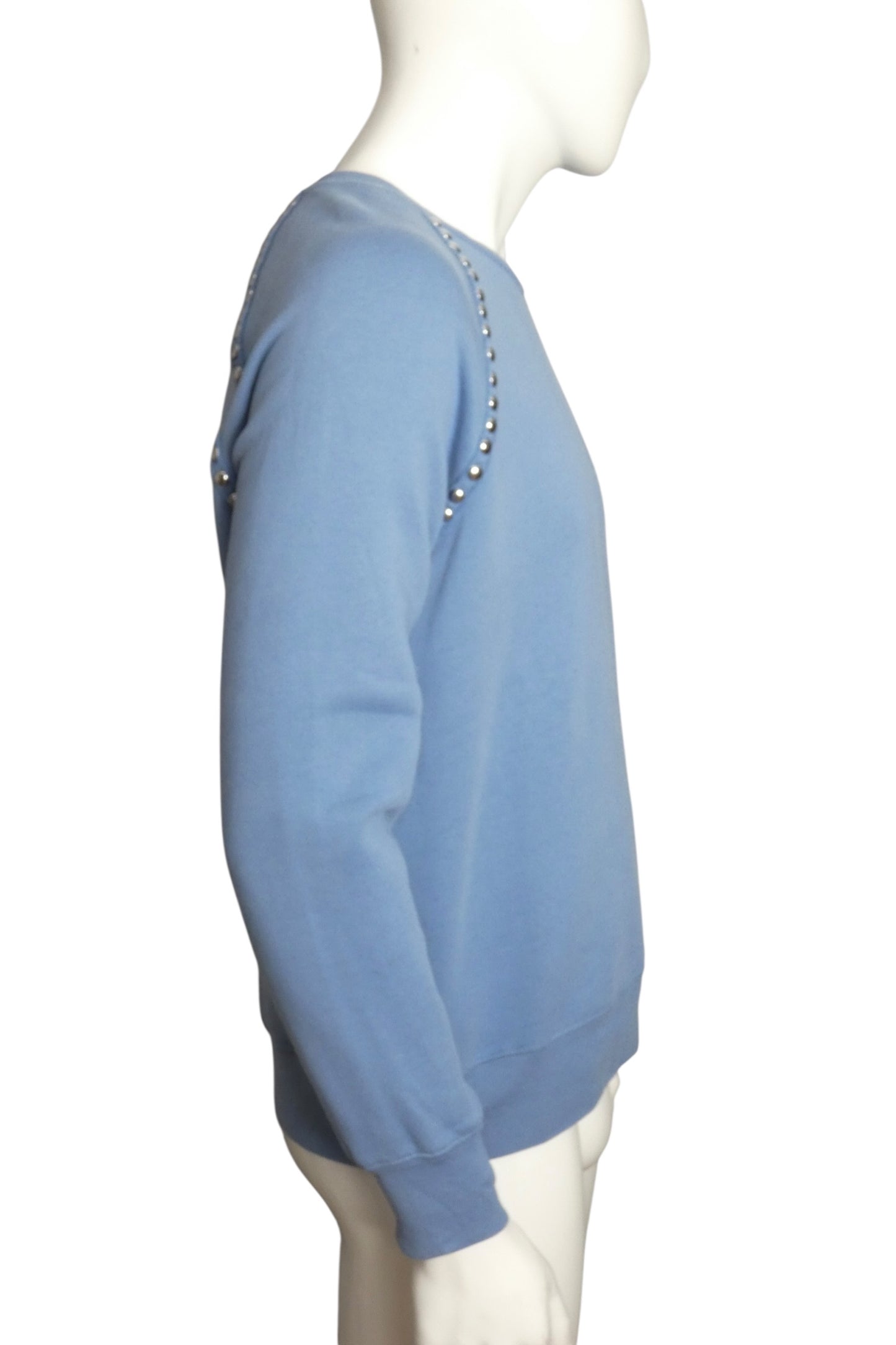 BURBERRY PRORSUM - Blue Cotton Studded Sweatshirt, Size-Large