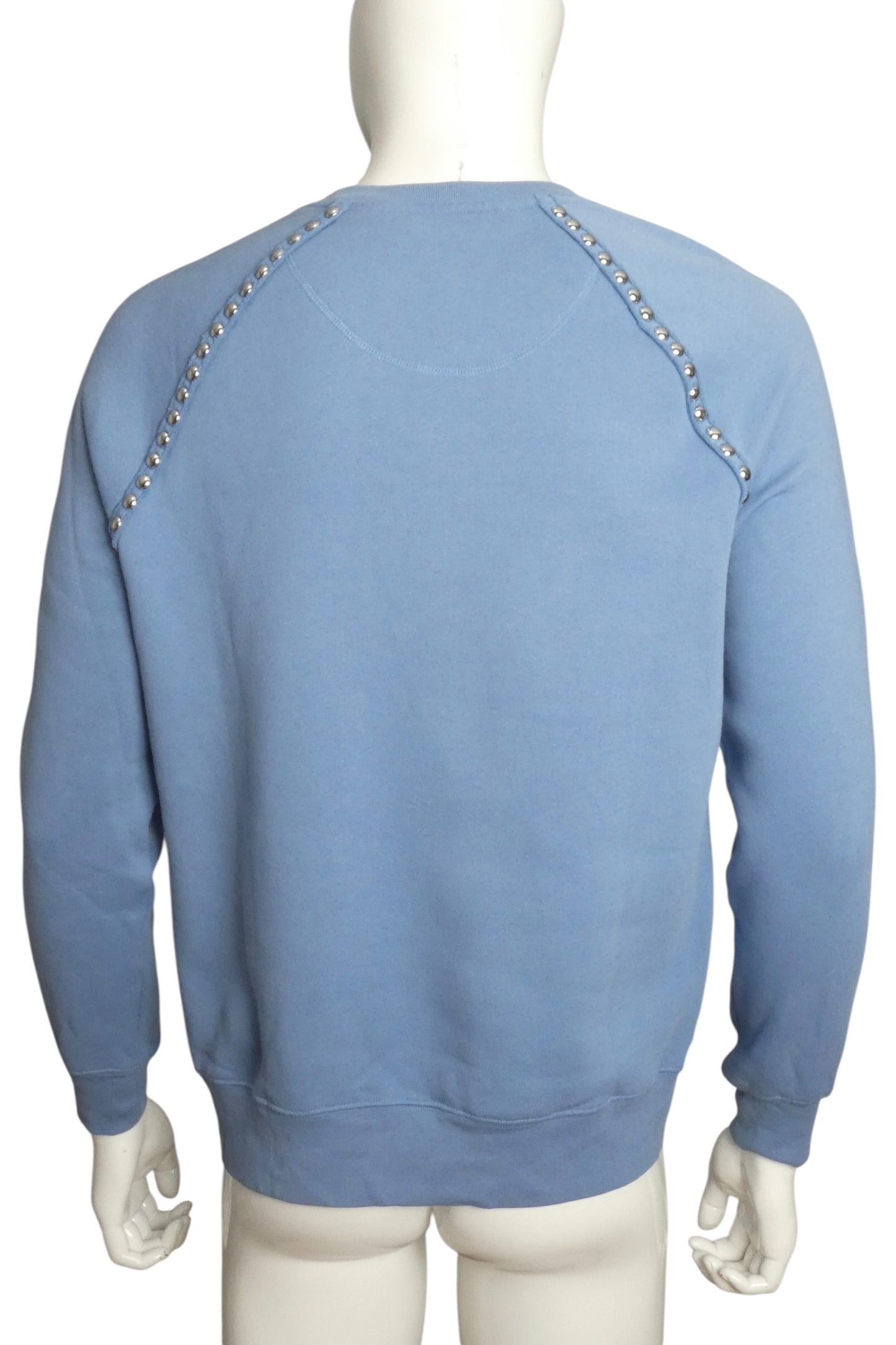 BURBERRY PRORSUM - Blue Cotton Studded Sweatshirt, Size-Large