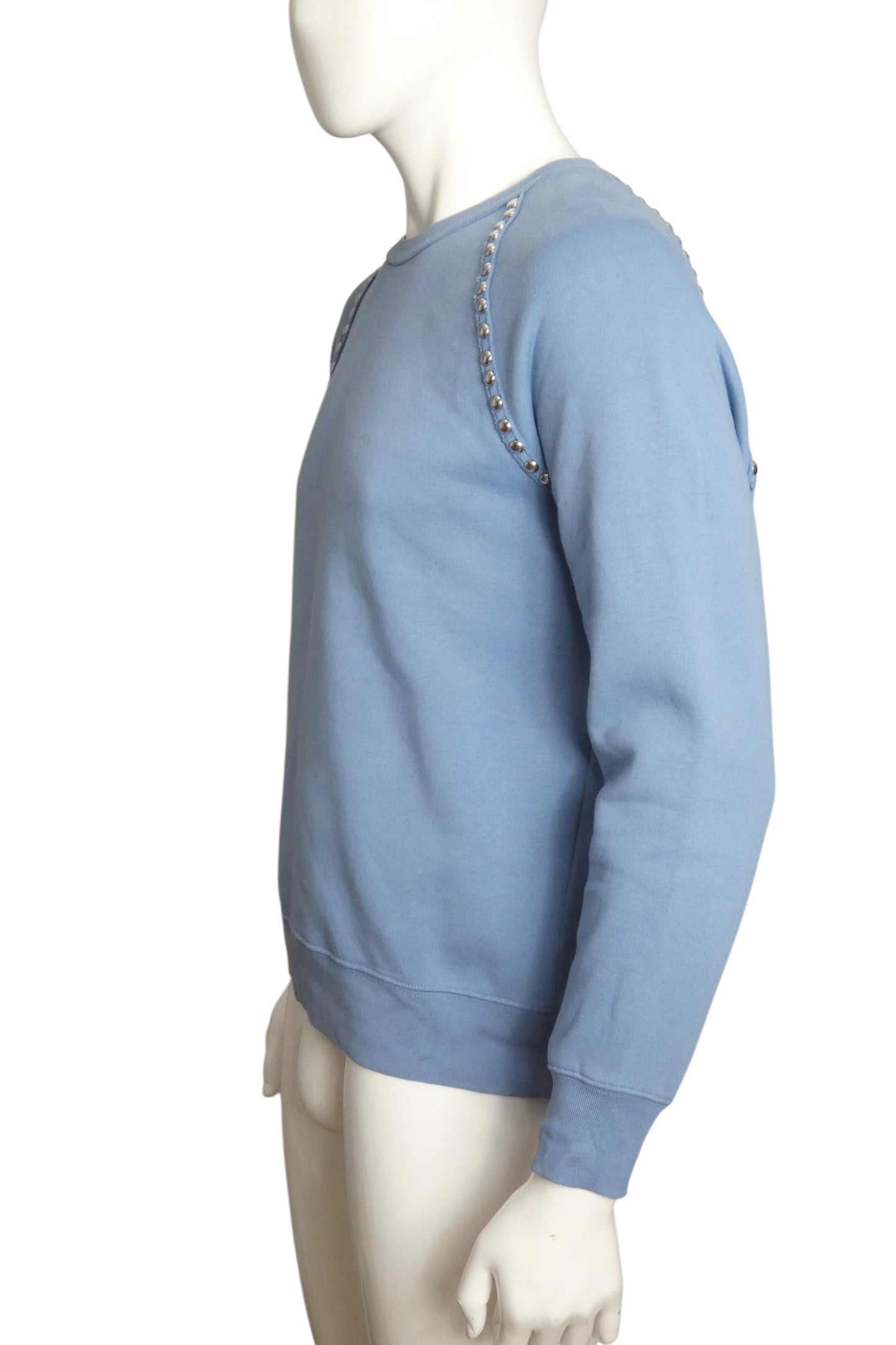 BURBERRY PRORSUM - Blue Cotton Studded Sweatshirt, Size-Large